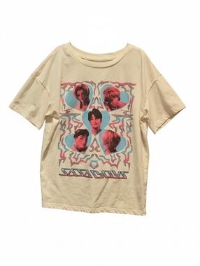 Kpop Demon Hunters Short Sleeve Graphic Kids Tee with Pink & Blue Portraits